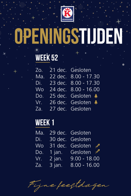 Aangepaste openingstijden met Kerst